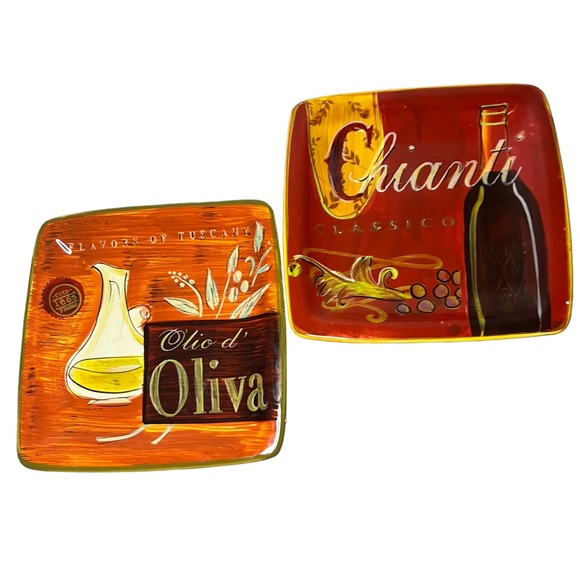 Pier 1 Hand Painted EarthenwareTuscany Chianti 6” Appetizer Plate Set - Picture 1 of 5